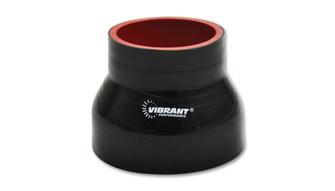 Vibrant 4 Ply Reinforced Silicone Transition Connector - 3in I.D. x 3.5in I.D. x 3in long (BLACK)