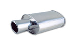 Vibrant StreetPower Oval Muffler with 4in Round Tip Angle Cut Rolled Edge - 2.5in inlet I.D.