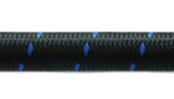 Vibrant -6 AN Two-Tone Black/Blue Nylon Braided Flex Hose (5 foot roll)