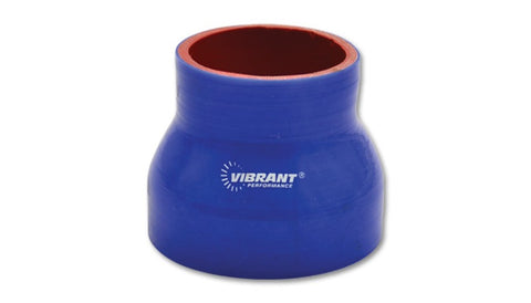 Vibrant 4 Ply Reinforced Silicone Transition Connector - 3in I.D. x 3.5in I.D. x 3in long (BLUE)