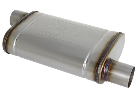 aFe MACH Force-Xp 409 SS Muffler 2.5in Offset Inlet/2.5in Offset Outlet 14in L x 9in W x 4in H Body